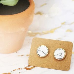 Gold Marble Stud Earrings